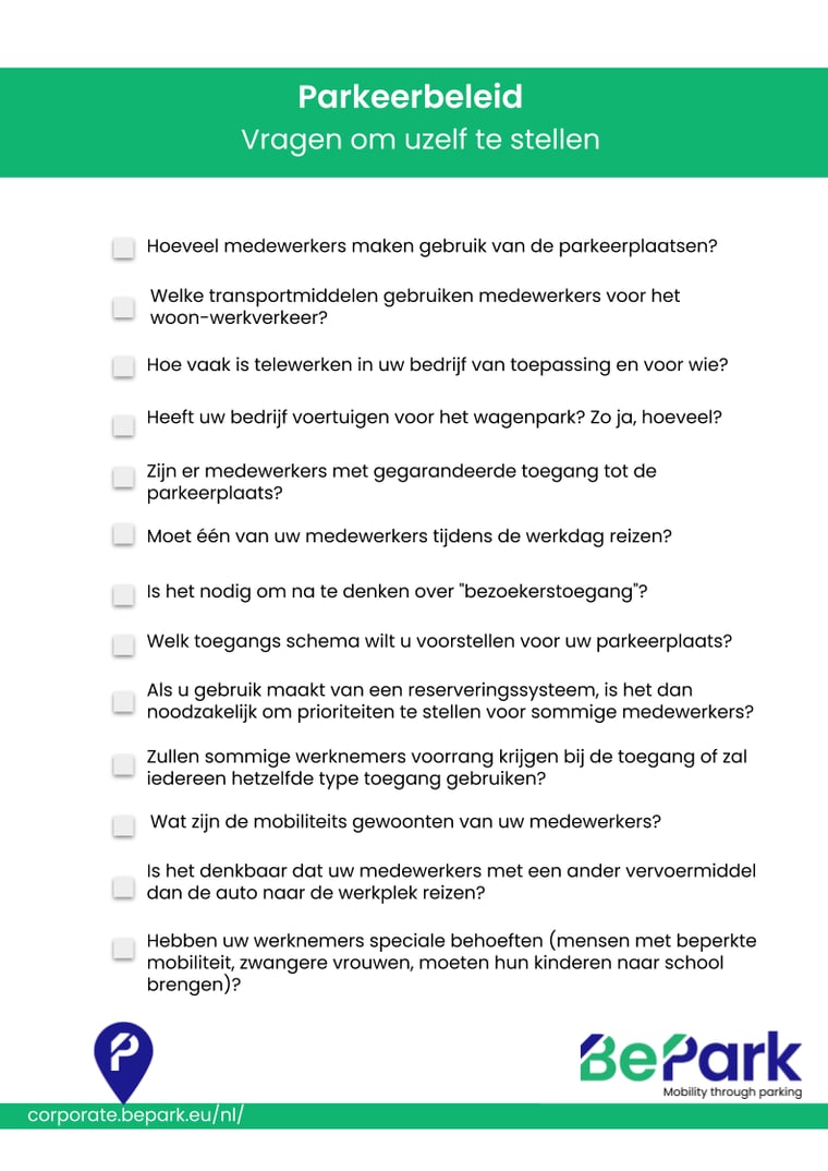 NL Checklist Parking Policy
